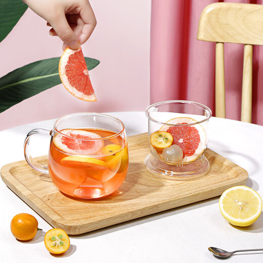Fuguang flower tea cup, tea and water separation cup for men and women, double-layer office tea glass cup with handle, high borosilicate water cup