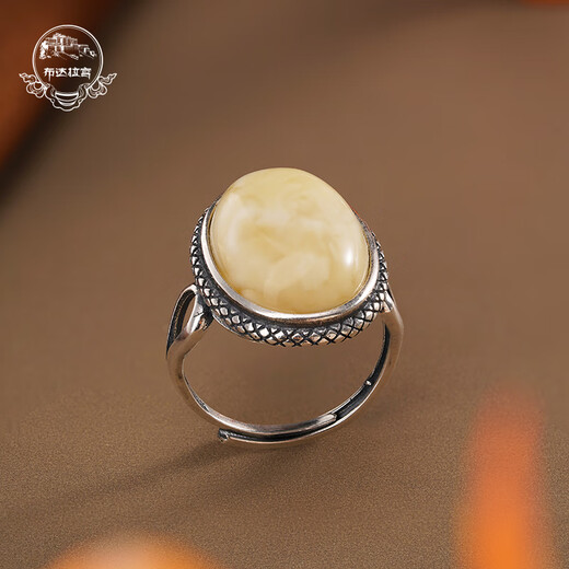 Potala Palace beeswax ring 925 silver ring for men and women Tibetan ethnic style egg face live ring adjustable beeswax ring