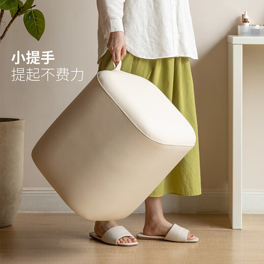 源氏木语化妆凳卧室奶油风有机皮艺家用白色凳子【软包梳妆凳0.43m】