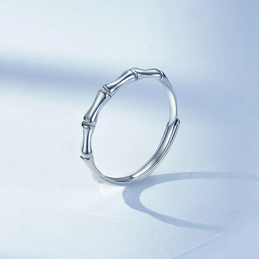 Mengjinyuan PT950 platinum ring, platinum bamboo open ring, birthday gift for girlfriend, about 2.05g-live mouth