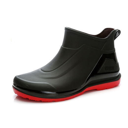 Shurong Britische Regenstiefel Herren Kurzrohr wasserdichte lässige Regenstiefel Flachsäure Leichtküche Anti-Rutsch-Gummi-Schuhe Dicke mit dicker Lösung von Wasserschuhen 630 schwarze Einzelschuhe [Standardgröße] 41