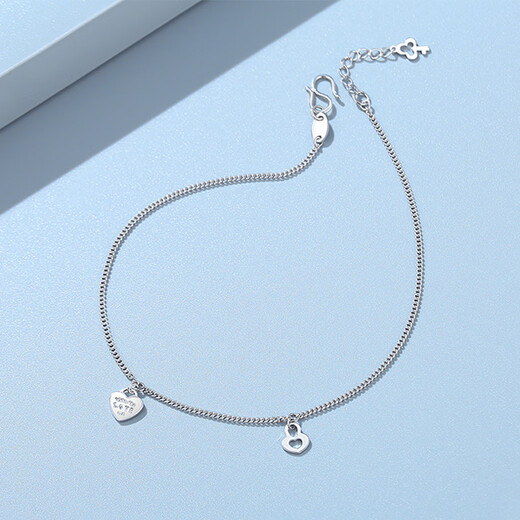 TTMIX platinum anklet for women pt950 platinum love key pendant fashionable foot accessories 3.1-3.3g 22+2cm