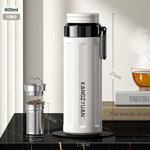 Kangzhiyuan thermos cup for men and women office brewing tea cup 316 stainless steel water cup business gift cup custom lettering black 600ml