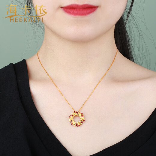 Haikai Necklace Women's Pigeon Blood Ruby Necklace Luxury Jewelry Valentine's Day Birthday Gift for Wife Pigeon Blood Ruby Necklace (1.1CT/Selected Flawless)