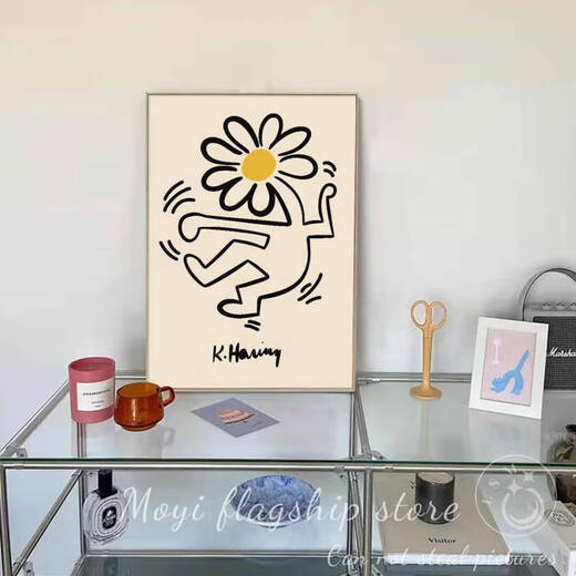 Keith Harlem Pop Style abstrakte Graffiti Dekorative Malerei Nische trendy Schlafzimmer Betthänge Hängende Malerei Restaurant Kunst Wandbild JD15869 70*100 cm