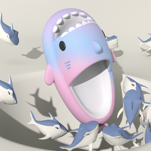 LATE TIME Rainbow Little Shark Children's Slippers Summer Boys and Girls Home Non-Slip Slippers Baby Slippers Summer Outerwear Purple Blue Pink 220 Inner Length 22cm Suitable for Foot Length About 21cm