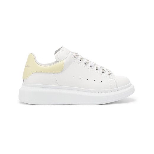 Alexander McQueen 24 Automne et hiver à lacets à manches larges pour femmes Sneakers décontractés à selle épaisse et chaussures blanches Couples 718139 WHGP5 3523 blanc clair jaune 34