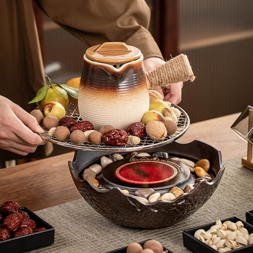 Porcelain friends tea-making stove around the stove household indoor complete set of electric ceramic stove tea-making set ceramic charcoal grilled milk can pot