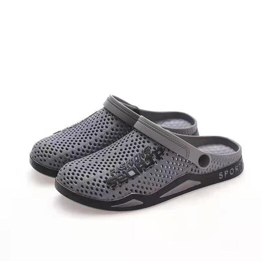 Luyiyahan men's pig cage shoes, hole shoes, men's two wearing beach shoes, slippers, summer bag-toe sandals, sandals, outdoor sandals, 3881 black 44