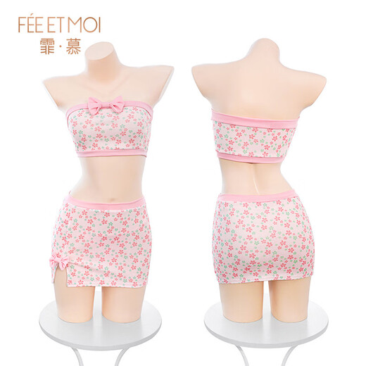 
Style bell sexy women's seductive deep V strap lace nightgown 2 pieces 80% off bed free sex pajamas Sakura top + hip skirt + T-trousers 6227 bow