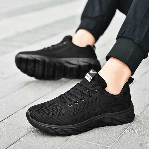 Double Star Eight Men's Shoes Spring and Autumn Breathable Versatile Casual Shoes Men's Light Sports Shoes Work Shoes Black Running Shoes Men 42