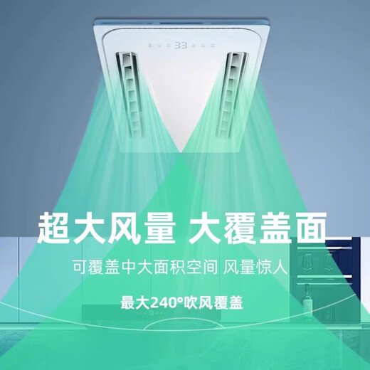 Opda Kitchen Cooler Embedded Lighting Two-in-One Air Conditioner Integrated Ceiling Ventilation Cooler Fan Cold Wind Triple-core Long Double Swing Page Double Blower Wireless Remote Control 300*600mm