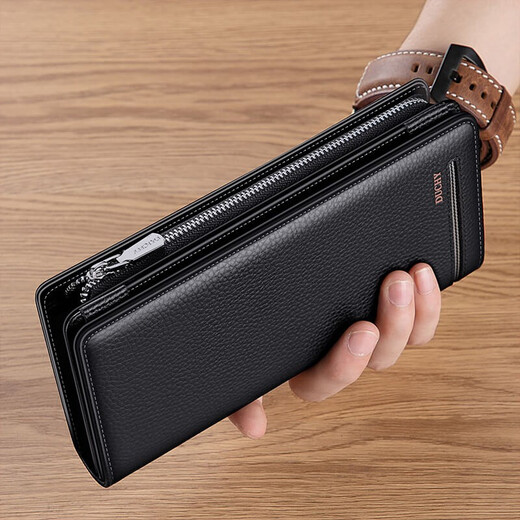 帝驰帝驰 真皮多卡位男士卡包头层牛皮银行卡包男长款钱包男士钱包  黑色+【配专柜礼盒礼袋】