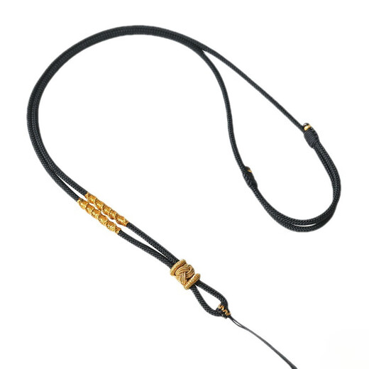 Beautifully made black necklace rope hand-woven rope Hetian jade jade gold jade pendant safety buckle pendant lanyard hanging neck for men and women 2mm black 1 piece