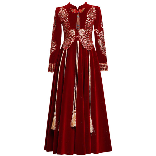 Girls Hanfu Children's New Year's Saludings Ropa de otoño e invierno, además de Velvet, ropa de Año Nuevo, de invierno, estilo chino con estilo de dinastía 9855 rojo 150 cm