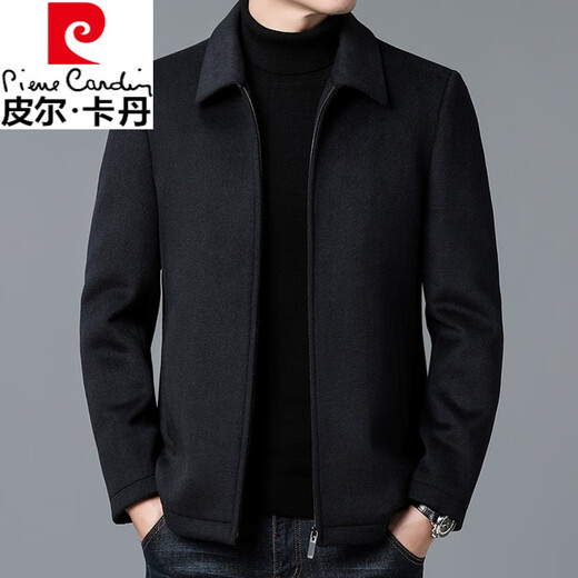 皮尔卡丹（pierre cardin）羊毛毛呢大衣外套男短款秋冬季装加厚翻领中年男士呢子夹克 99802款灰色 XL 180