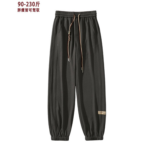 PUGESI (PUGESI) Grabado Pantalones de gofres de gran tamaño para hombres Pantalones para adolescentes casuales de primavera y otoño Pantalones sueltos K1049 Negro Regular 5xl 210-230Jin [Jin iguala 0.5 kg]