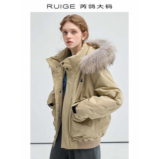 VEGA CHANG三防羽绒服女冬2025年新款貉子毛领加厚保暖派克服外套 A款/浅麸米（三防版） L