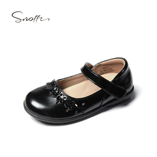 Snoffy children's shoes spring and autumn girls' leather shoes student performance shoes children's black leather shoes princess performance shoes single shoes black 34