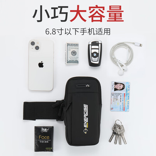 Zailu running mobile phone arm bag, special arm fitness equipment for men and women, light and thin sports mobile phone arm sleeve, black hot air balloon upgrade can be worn diagonally