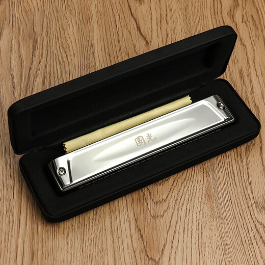 Kuroku Harmonica Japanese imported gong 28 holes professional performance-level high-end flagship polyphonic C-tune middle-aged and elderly adults 24 stress harmonica beginner introductory instrument [Performance level] 24-hole polyphonic C-tune silver + gift
