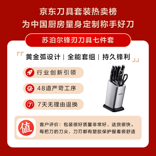SUPOR knife set kitchen knife bone chopping knife fruit knife scissors 7-piece set TK1505E