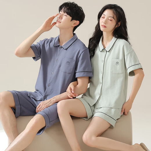 Modal couple pajamas men and women's summer short-sleeved shorts 2025 new style for outdoor wear couples students' home clothes suit 12806+12706 Women XL+Men's L
