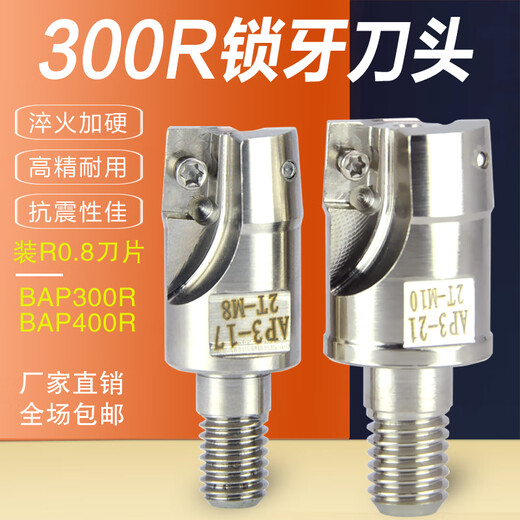 仁聚益抗震锁牙刀头钨钢防震刀杆锁牙式铣刀头AP3400R1517R0.821R0.8 300R-10-1T-M5