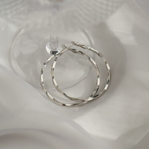 Youfang simple hoop plain hoop earrings for women niche design cold style ear hoop earrings 2025 new trendy silver pair