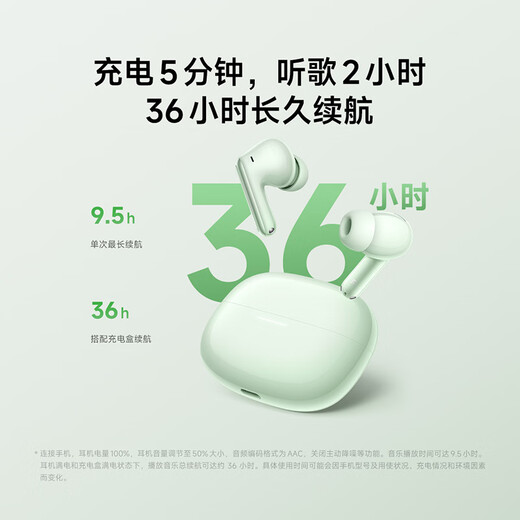 Xiaomi (MI) REDMI Buds 6 Pro true wireless noise-canceling headphones, in-ear, suitable for Android and iPhone phones, Runyu Green