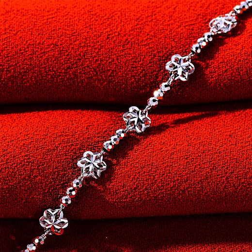 Yuan Shengfu's new PT950 fashionable flower bead platinum bracelet, authentic and versatile platinum bracelet for women, 4.78 grams, length 17-19CM