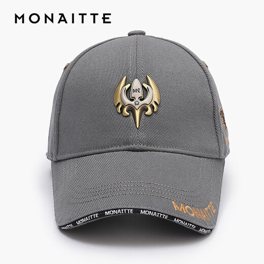 MONAITTE hat men's autumn new trendy outdoor peaked cap big head fashion sports hard top four-season sun protection hat baseball gray (four seasons) regular size (54-60CM)