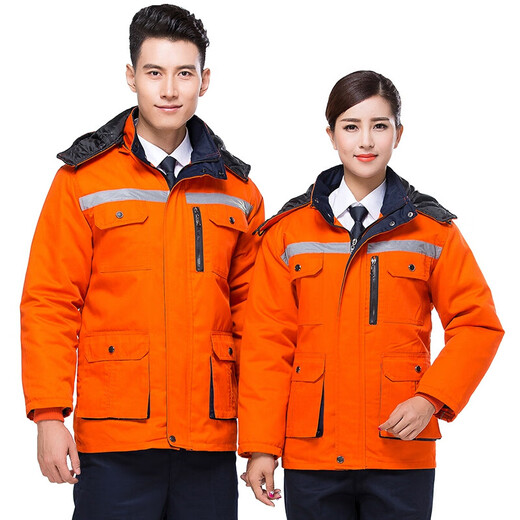 
Shurong labor protection work clothes cotton jacket, thickened and warm, removable reflective strip cotton jacket, Baolan 17084A