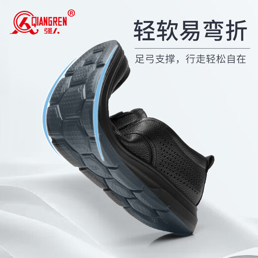 Strongman Business Casual Sandals Zapatos para hombres Sandalias suaves de fondo suave Sandalias huecas de piel de oveja JDD351319 Negro 43