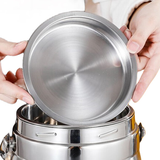 Central Products Stainless Steel Vacuum Insulated Lunch Box Portable Insulated Bucket Three-Layer 1.6L Flat Cover Drum Type Unit