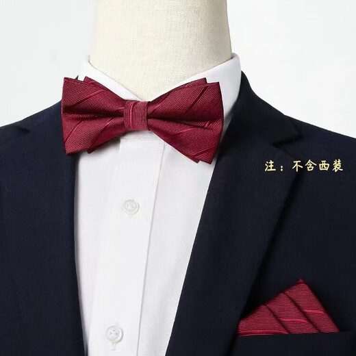 泉碧焱领带结婚新郎喜庆婚礼领带夹免打结正装礼服领结口袋巾胸针套装 结婚领带礼盒装【拉链款5件套】 领带，领结，口袋巾，领夹，胸针
