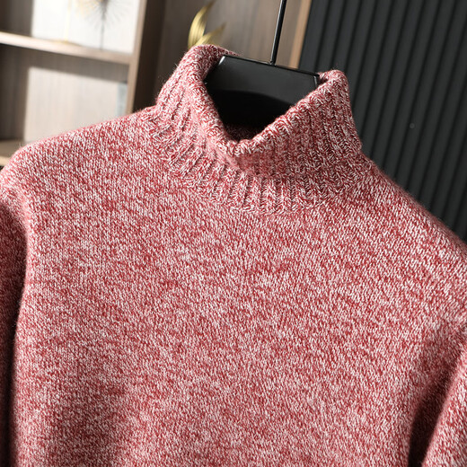 Pash Men's Cashmere Sweater 100% Cashmere 24 Autumn and Winter New Style Flower Turnis Neck Thicken Knitted Sweater TRC-1477 Flower Turnis Red 2XL