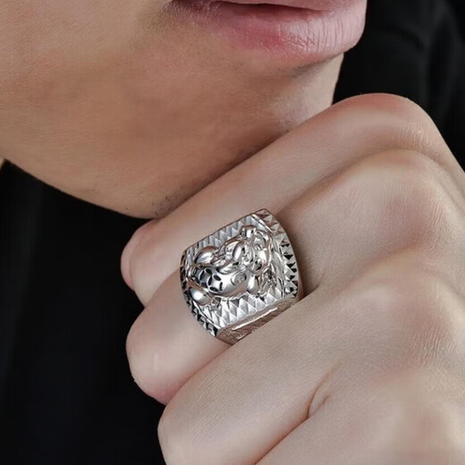 Jibaolou Pt950 platinum ring for men Pixiu men's ring platinum live mouth Pixiu ring live mouth fixed mouth ring 23g live mouth fixed mouth customization more refund less supplement