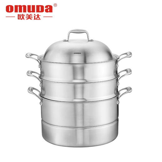 OmuDa 316 stainless steel steamed bun steamer household three-layer thickened stainless steel large steaming dual-purpose pot stove universal 30cm 30cm