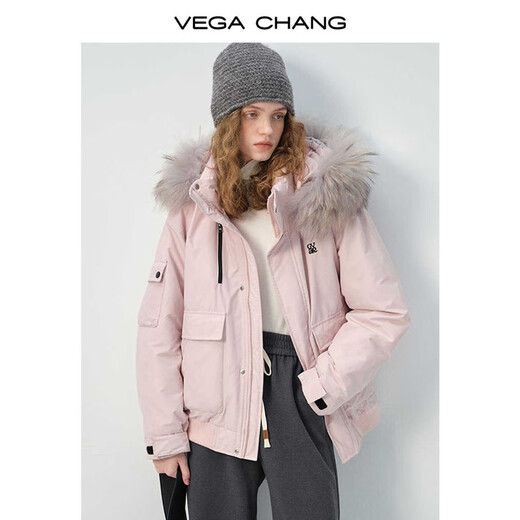 VEGA CHANG三防羽绒服女冬2025年新款貉子毛领加厚保暖派克服外套 A款/浅麸米（三防版） L