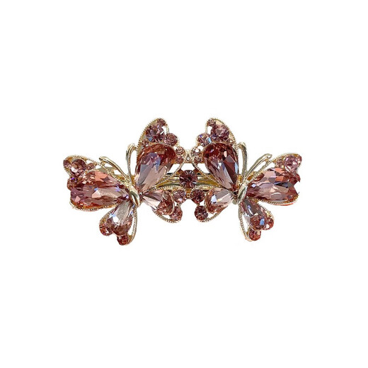 Xiang Wan Hairpin Hairpin Double Butterfly Spring Clip Women's Rhinestone Hairpin Back of the Head Top Clip Horizontal Clip Ponytail Clip Straight Clip