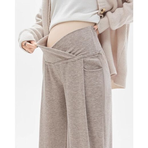 Miduli maternity pants winter wide-leg pants plus velvet glutinous rice pants straight casual pants maternity wear winter black XL