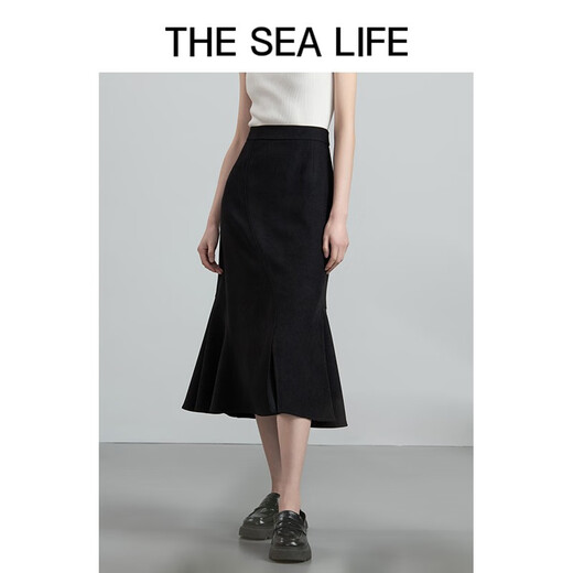 THE SEA LIFE欧海一生鱼尾小黑裙女秋包臀半身裙12350 黑法师 L
