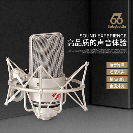 BABYBOTTLESL-103 66 large diaphragm microphone professional live broadcast karaoke recording home live broadcast microphone SL-103 silver