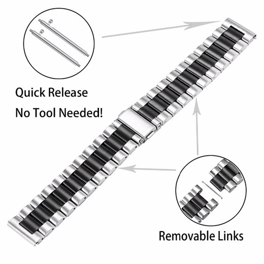 Guangku is suitable for Mark Huafei hollow mechanical watch strap for men's fashionable stainless steel Milanis magnetic FW-6180 metal 20 steel belt 22mm bracelet business model black double-sided rose gold three-plant strap 22mm wide Mark Huafei strap