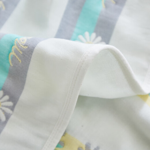 Qiaobo Lai's new six-layer gauze towel quilt cotton blanket quilt thin children's baby blanket cotton gauze summer ab blue grid 90x100cm sofa shawl blanket