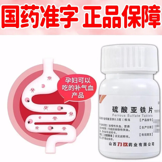 力玖 硫酸亚铁片 补铁补血改善贫血 贫血药补血补铁缺铁性贫血 补血药贫血药 贫血补血女 100片 2盒装【贫血补血女】