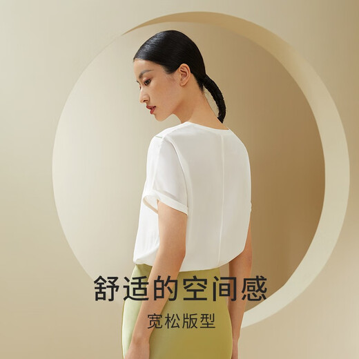 金三塔基础打底衣女真丝中式印花上衣小衫YSFDA701 丝白8229 L