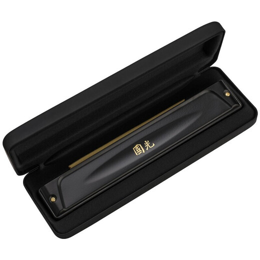 Guoguang harmonica Japan imported gong 28 hole professional performance-level high-end flagship polyphonic C-key middle-aged and elderly adult 24 stress harmonica beginner introductory instrument [Performance level] 28 hole polyphonic C-key matte black + gift