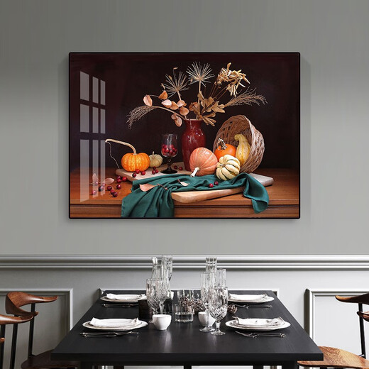 耀世佳画餐厅装饰画现代简约饭厅墙面装饰壁画客厅挂画水果画创意酒杯墙画 JD9207 80*60cm水晶画面铝合金金框